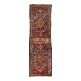 Antique Runner KISSING LIONS LEOPARDS with Duel Feline Subjects Rug 2.11 x 10.6 For Sale