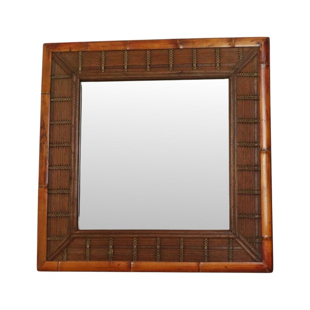 Vintage Square Bamboo and Rattan Mirror, 1960s For Sale - Image 16 of 16