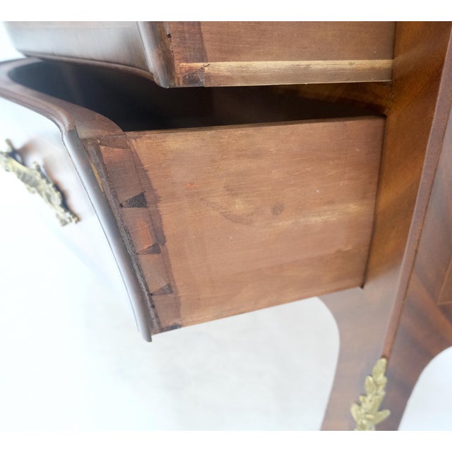 Baker Furniture Company Bombe French Parquetry Top Bronze Mount Ormolu Mount 3 Drawers Dresser MINT For Sale - Image 4 of 17