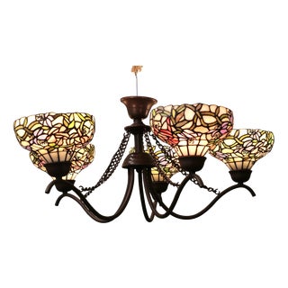 Large 5-Branch Chandelier in the style of Tiffany, 1960 For Sale