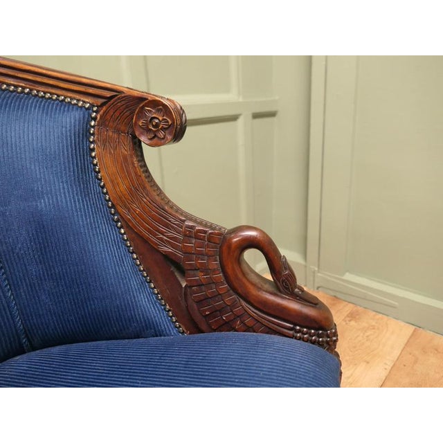 Blue Victorian Upholstered Tub Chairs with Swans, Set of 2 For Sale - Image 8 of 9