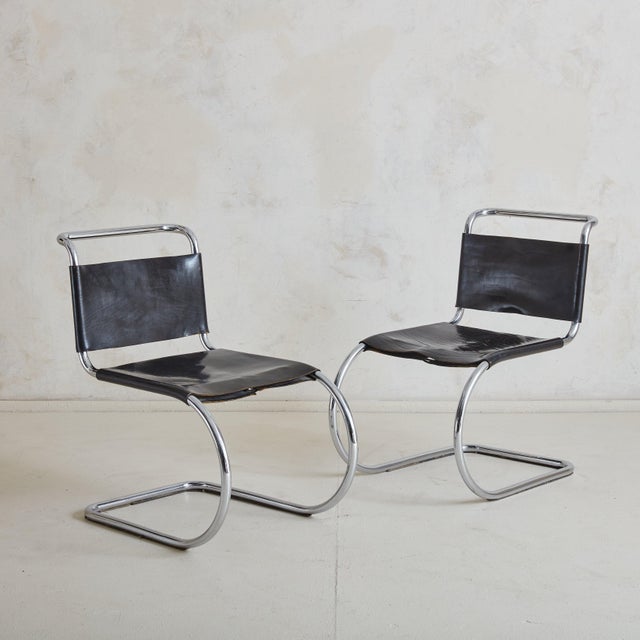 ‘Mr10’ Black Leather Chair by Mies Van Der Rohe, Usa 1970s For Sale In Chicago - Image 6 of 12