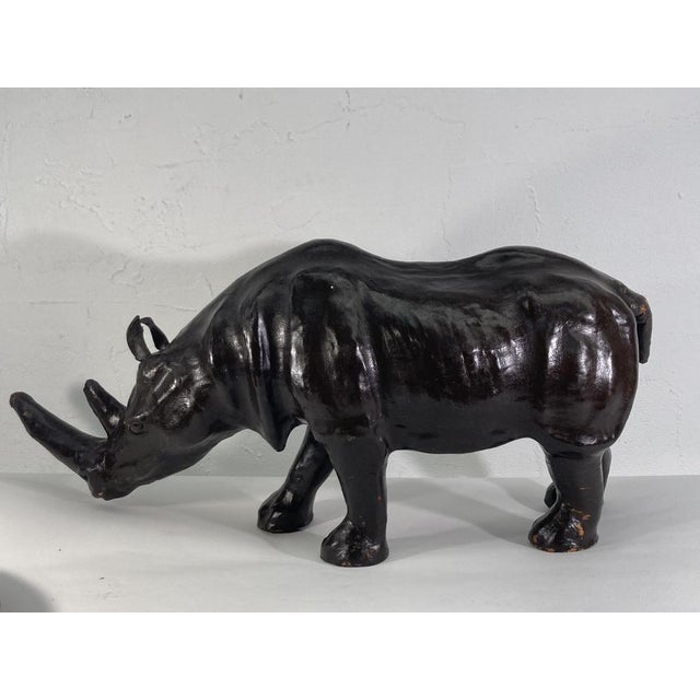 Mid-Century Leather Rhino Statue, England For Sale - Image 14 of 14