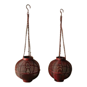 Early 20th Century Chinese Qing Dynasty Wire Lanterns - a Pair