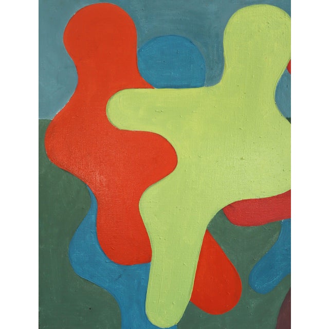 1991 Modern 'Interaction' Swedish Original Geometric Abstract Tempera Painting, Framed For Sale - Image 9 of 12