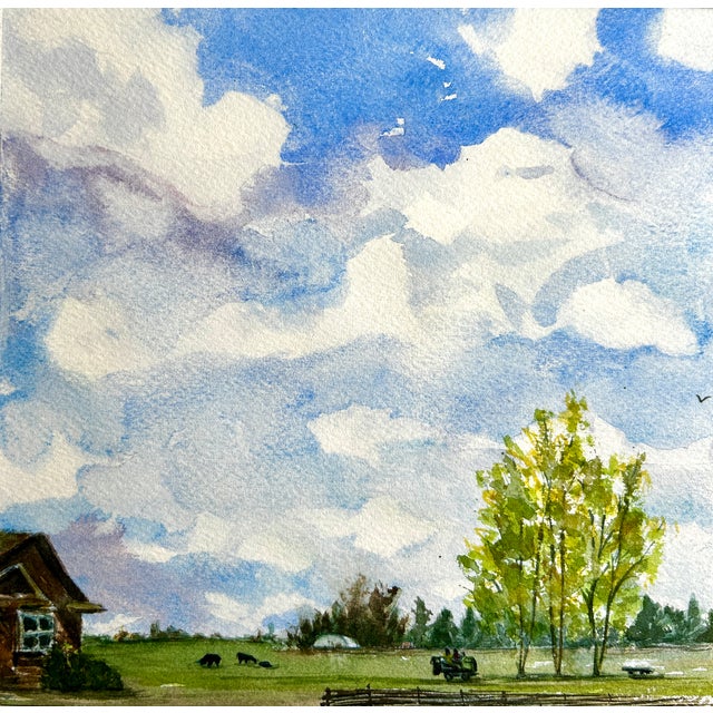 Idaho Mowing Day Watercolor Painting Giclee Print For Sale - Image 9 of 9