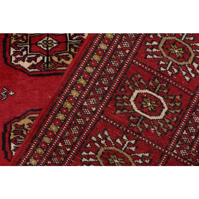 Beige Tribal Bokhara Red/Beige Hand Knotted Wool Rug For Sale - Image 8 of 9