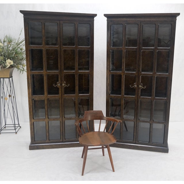 Drexel Drexel Pair of Large Tortoise Finish Vitrines Etageres Cupboards Showcases For Sale - Image 4 of 12