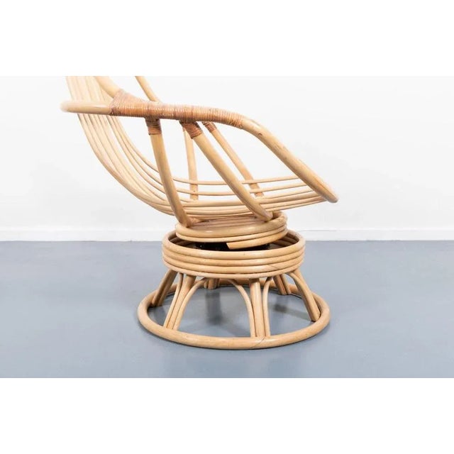 Set of Vintage Bamboo Lounge Chair with Footstool For Sale - Image 11 of 12