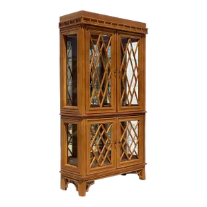 Late 20th Century Vintage Coastal Chinese Chippendale Cabinet