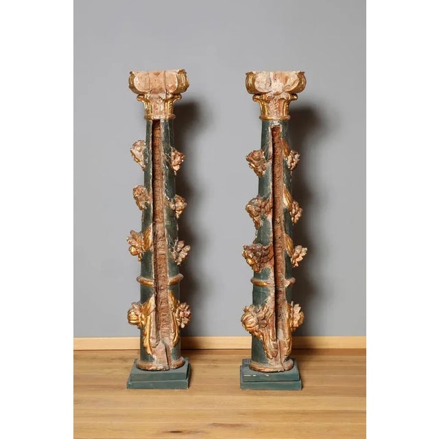 Mid 18th Century Baroque Colored Columns in Wood, South Germany, 1750, Set of 2 For Sale - Image 5 of 13