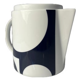 Dark Blue and White Teapot with Geometry Print by Verner Panton for Menu For Sale