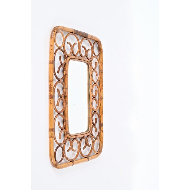 Bamboo and Rattan Rectangular Wall Mirror, Italy, 1970s For Sale - Image 6 of 15