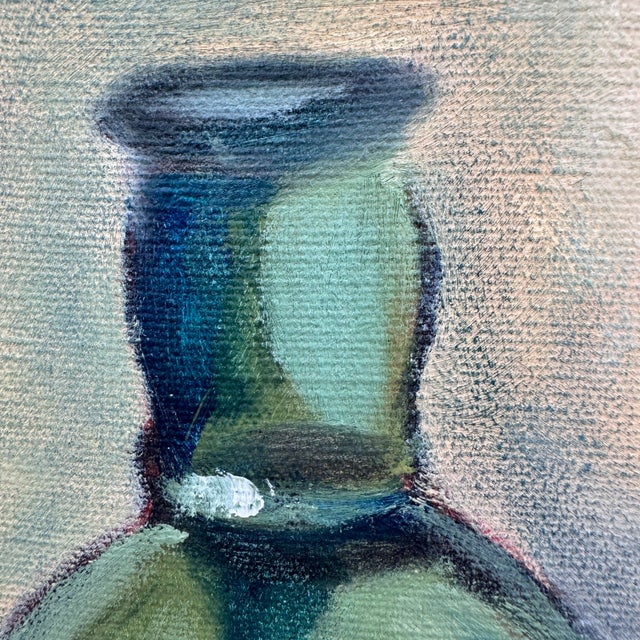 1960s Vintage Oil Painting Still Life of Oranges & Green Glass Bottle Framed - Unsigned For Sale - Image 5 of 11