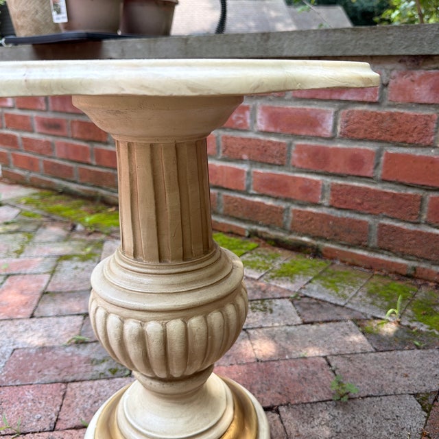 Vintage Hollywood Regency Faux-Marble Scalloped Side Table For Sale - Image 9 of 9