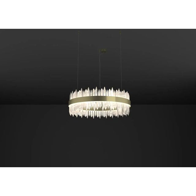 Urano brushed brass 60 pendant light 2 by alabastro italiano dimensions: ø 60 x h 34 cm. Materials: glass and brushed...