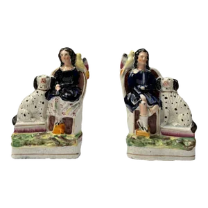 Staffordshire Figures With Spaniels, 1860- a Pair