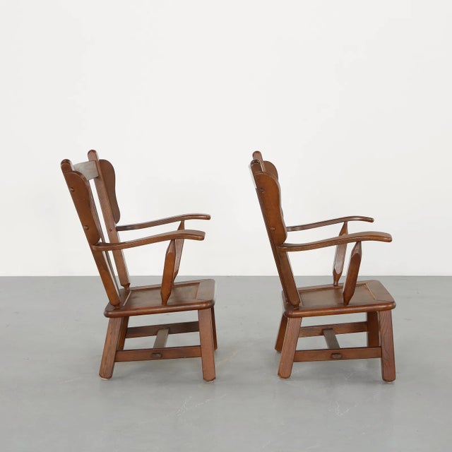 Mid-Century Modern 1950s Modernist Windsor Armchairs in the Style of Herman De Vries - Pair For Sale - Image 3 of 17