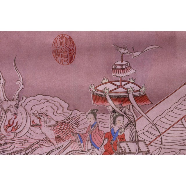 Ku Kai-Chi After Tang Artist the Nymph in the Lo River Chinese Ink & Watercolor For Sale - Image 4 of 8