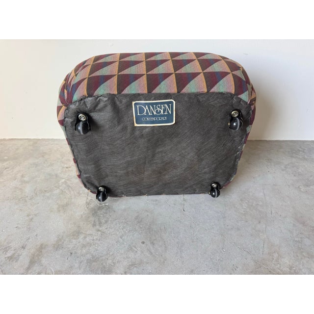 1980s Postmodern Hekman Dansen Contemporary Geometric Upholstered Lounge Chair With Ottoman For Sale - Image 10 of 11