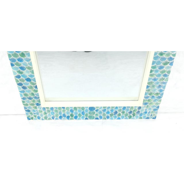 Turquoise Turquoise Green Colored Shell Tile Frame 38x48 Rectangle Frame Wall Mirror MINT! For Sale - Image 8 of 12