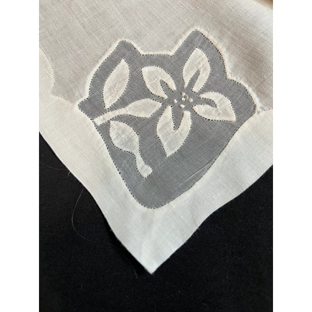 Mid 20th Century Handmade Madeira Organdy Linen Tablecloth and 12 Matching Napkins For Sale - Image 9 of 9
