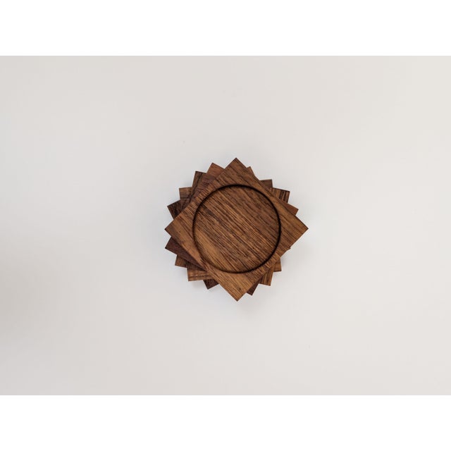 1960s Mid-Century Danish Modern Teak Coaster Set of 5 For Sale - Image 4 of 9