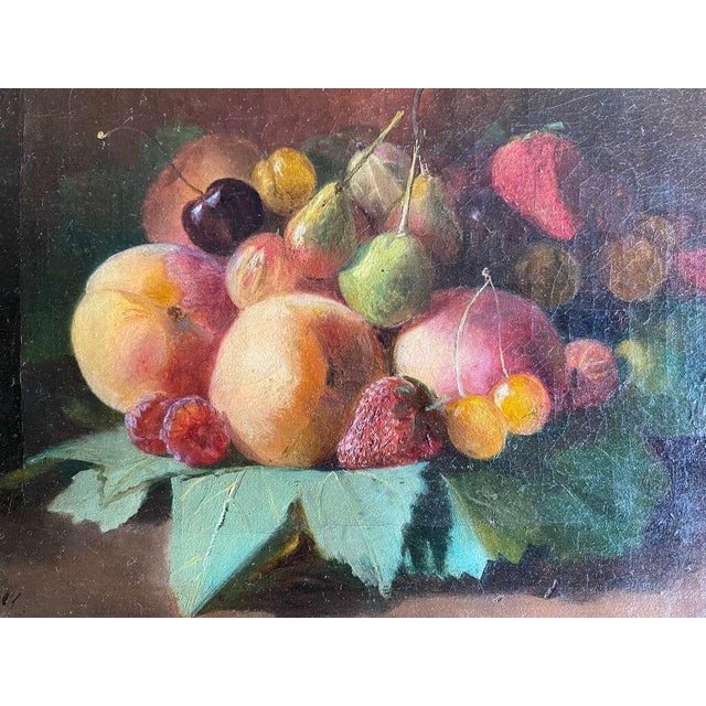 Biedermeier Biedermeier Fruit Still Life, Signed by Leopold Von Stoll, Oil on Canvas, 19th Century. For Sale - Image 3 of 10
