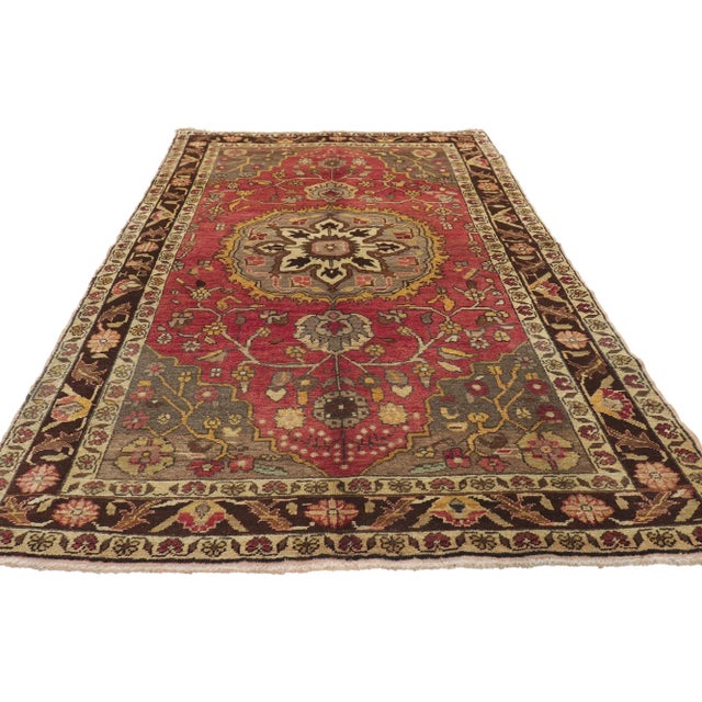 Mid-Century Modern Vintage Turkish Oushak Rug - 03'11 X 07'01 For Sale - Image 3 of 10