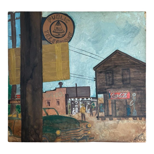 Vintage Oil on Board Townscape Painting For Sale