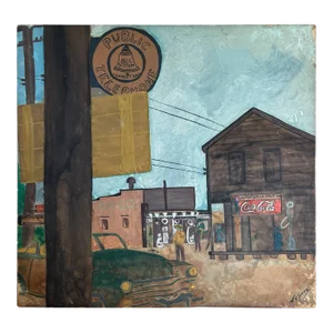 Vintage Oil on Board Townscape Painting