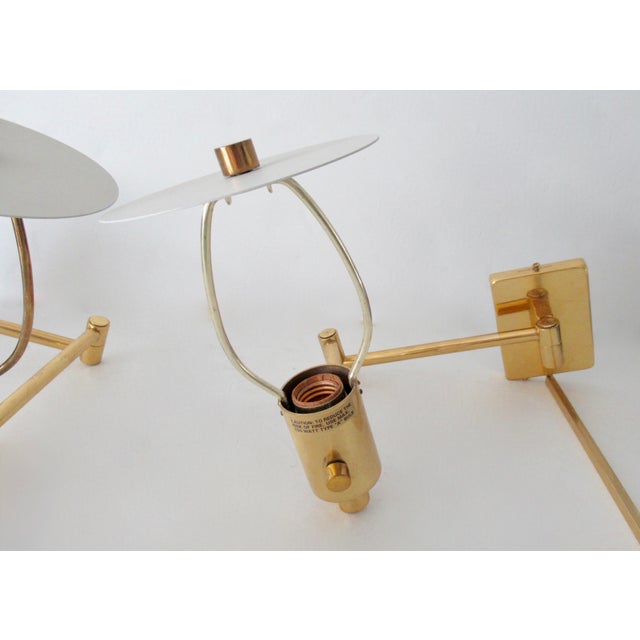 Brass C.1980's Hinson Brass Plated Swing Arm Sconces - Pair For Sale - Image 8 of 18