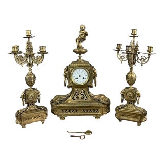 Bronze Fireplace Set, 1950s, Set of 3 For Sale