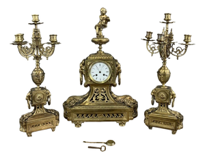 Bronze Fireplace Set, 1950s, Set of 3