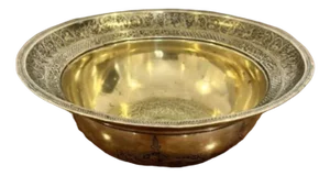 Victorian Circular Cairoware Brass and Mixed Metal Bowl, 1860s