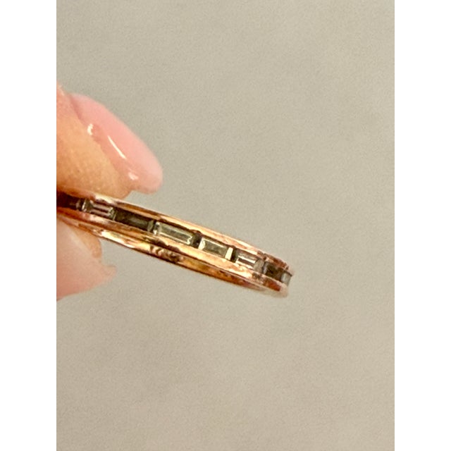 14k Rose Gold Diamond Baguette Eternity Band, Size 6.75 For Sale In Denver - Image 6 of 10