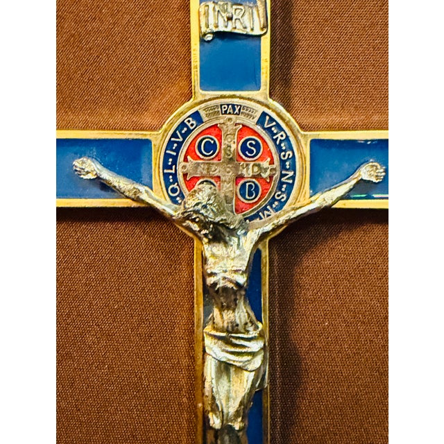 This special cross was skillfully crafted in Italy with precision and intricate detail. It has navy blue enamel over...