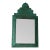 Antique Embossed Pressed-Metal (Tole) Mirror With a Green Patina Finish and Gilt Highlights Rococo For Sale