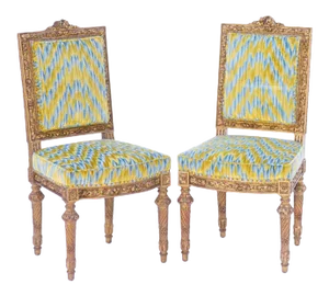 19th C. French Giltwood Side Chairs - a Pair