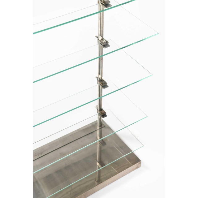 Industrial Shelf in Glass and Steel by A. Ravenel, 1940s For Sale - Image 3 of 10