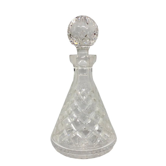 Mid-Century Modern 1950s Blown & Cut Crystal Liquor Decanter For Sale - Image 3 of 3