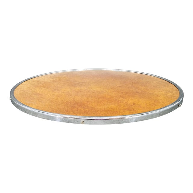 Art Deco Czech Rotating Chrome Serving Tray, 1940s For Sale