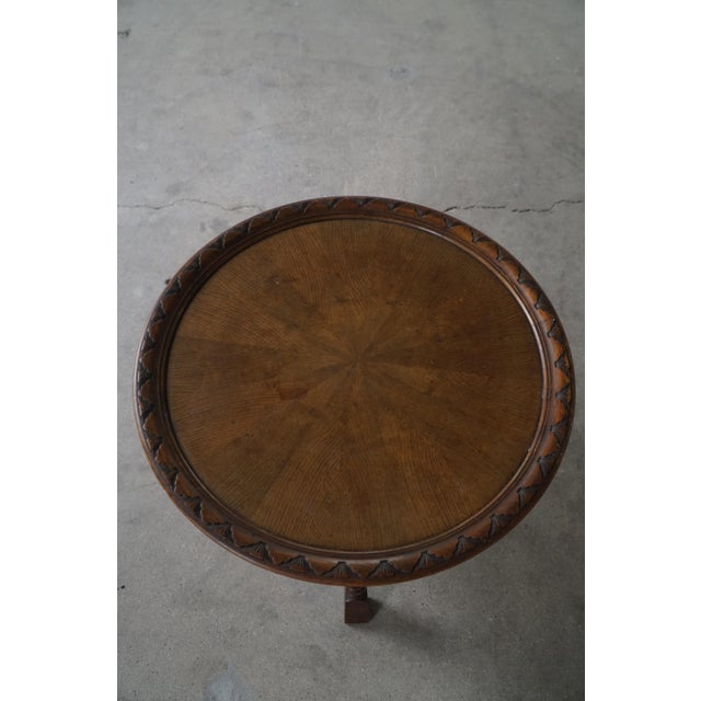 1940s Vintage Danish Baroque Style Side Table in Oak, 1940s For Sale - Image 5 of 15