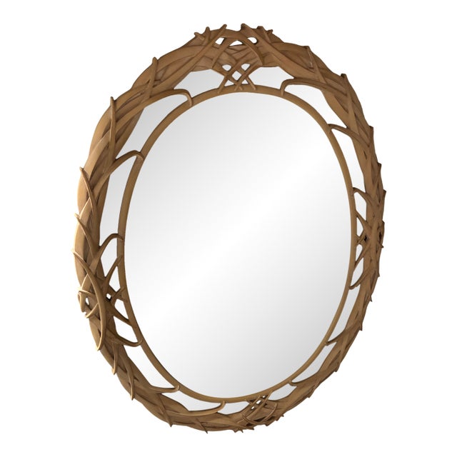 Vintage Carolina “Palm Frond” Oval Wall Mirror For Sale