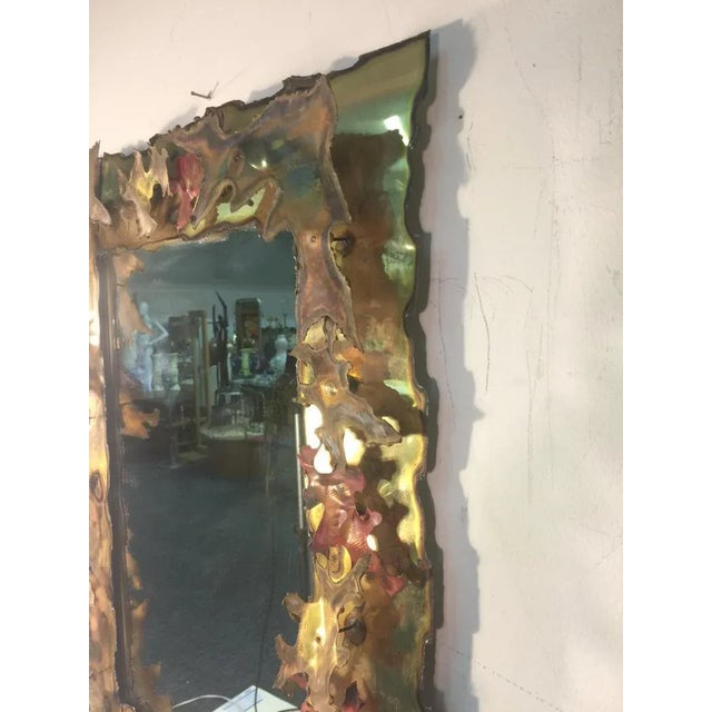 Brutalist Mixed Metals Torch Cut Wall Mirror For Sale - Image 10 of 11