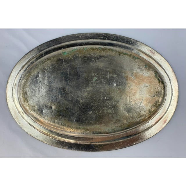 Vintage Waldorf Astoria Medium Hammered Silver Plate Serving Tray For Sale - Image 11 of 11