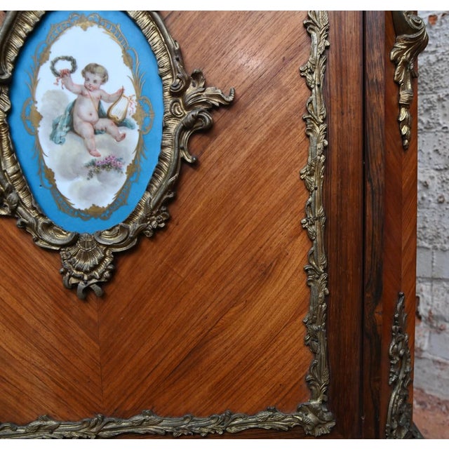 Napoleon III Kingwood Cabinet with Sevres Plaques Chest, 1860 For Sale - Image 9 of 18
