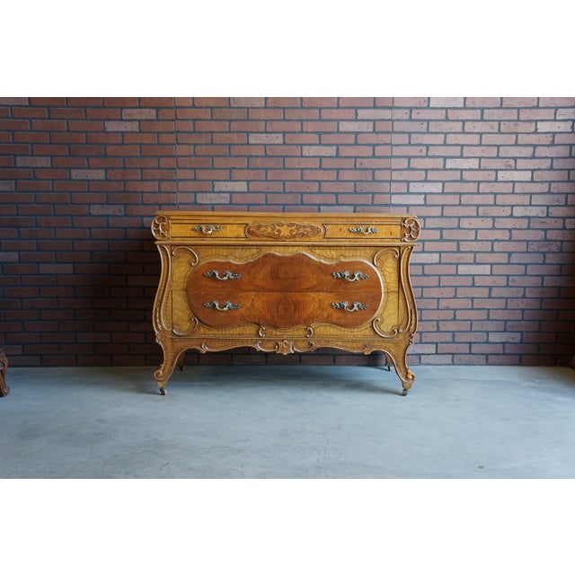 Brown Antique French Style Chest of Drawers With Mirror For Sale - Image 8 of 8