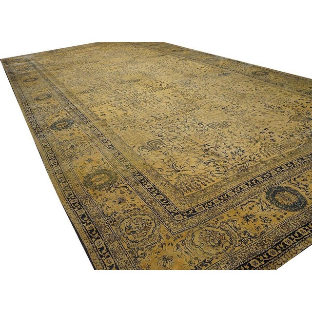 Art Deco Extraordinary Beige Background Color With Delicate Details Floral Design Antique Indian Lahore Rug For Sale - Image 3 of 8