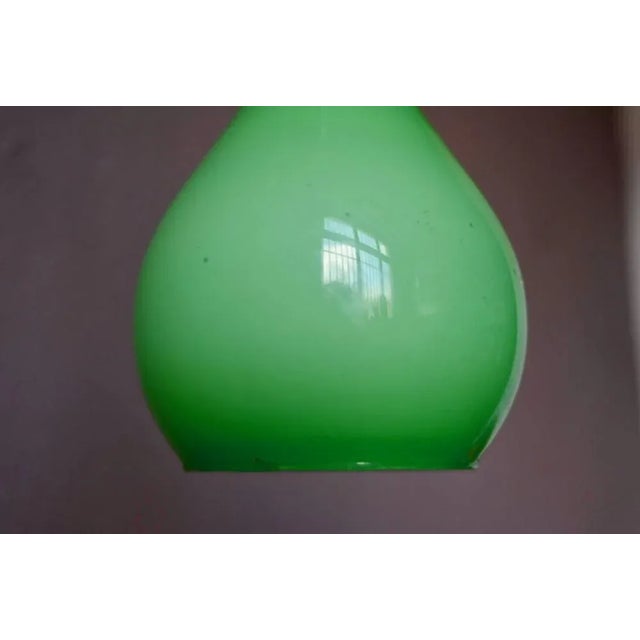 Black Green Drop Ceiling Lamp, France, 1950s For Sale - Image 8 of 11